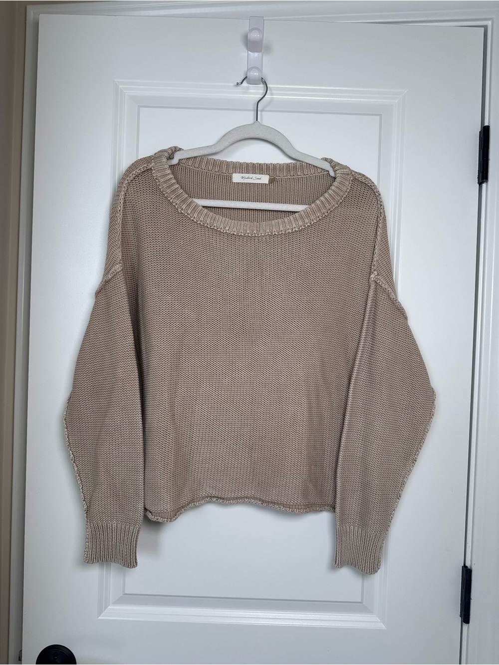 Mustard Seed Relaxed Scoop Neck Sweater in Taupe